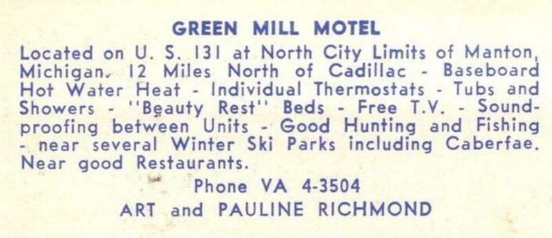 Green Mill Motel - Vintage Postcard